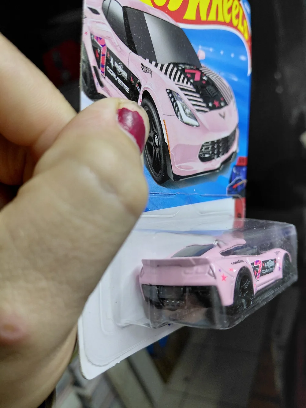 Hot Wheels Corvette C7 Z06 in light pink from the Nightspeed series (9/10, colle